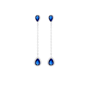 Blue and White Cubic Zirconia Teardrop Drop Earring