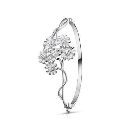 Silver Plated Floral Cluster Bangle