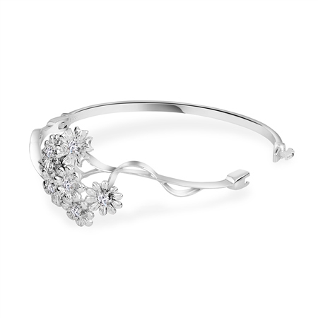 Silver Plated Floral Cluster Bangle - Image 2