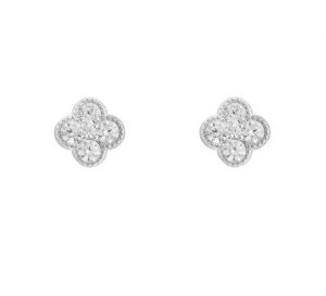 Sterling Silver Cubic Zirconia Clover Stud