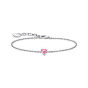 THOMAS SABO Silver Bracelet with Pink Heart-shaped Pendant