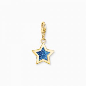 THOMAS SABO Dark Blue Gold Plated Star Charm