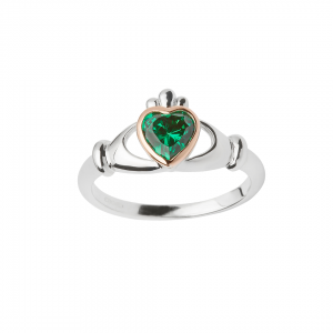 House of Lor Green CZ Claddagh Ring