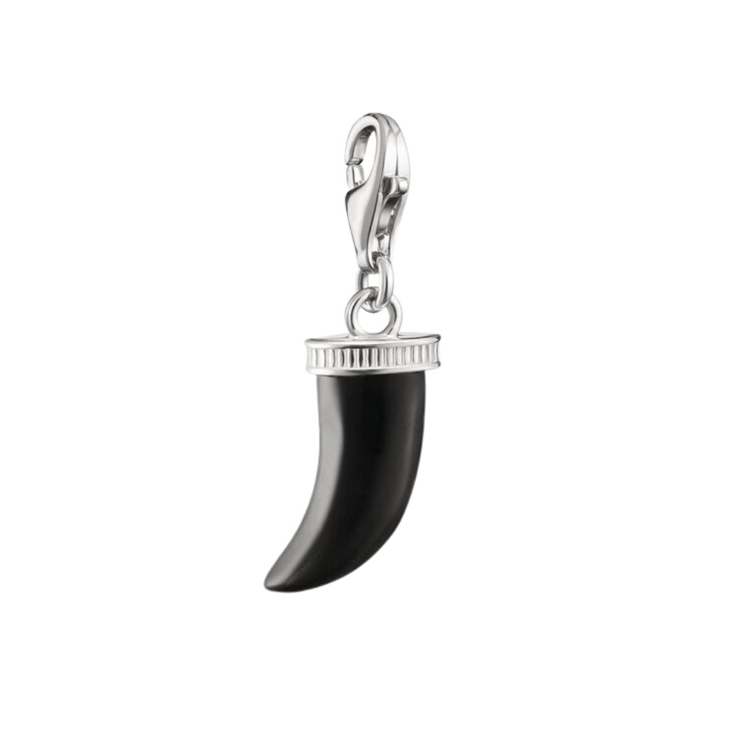 THOMAS SABO Silver Charm Pendant Tooth Obsidian Original