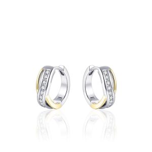 Gisser Two Toned Crossover CZ Earrings