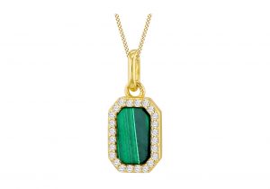 Yellow Gold Plated Malachite Pendant