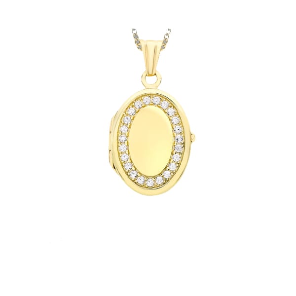 Gold Cubic Zirconia Locket & Chain