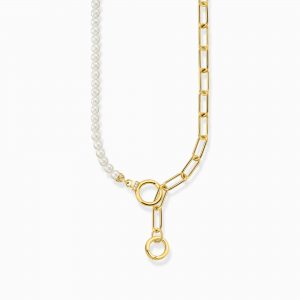 THOMAS SABO Gold Plated Necklace with Freshwater Pearls & Zirconia