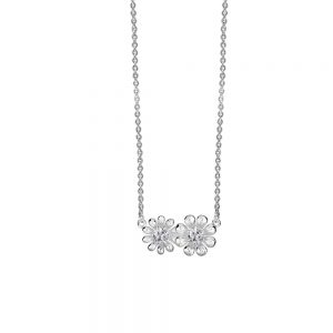Newbridge Double Floral Pendant with Clear Stones