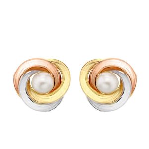 9K Gold 3 Colour Pearl Knot Earrings