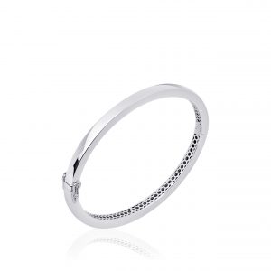Gisser Silver Square Plain Thin Bangle 64mm