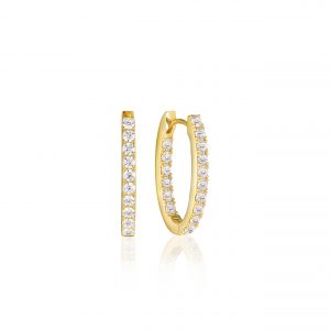 Sif Jakobs Ellisse Gold Plated Cubic Zirconia Medio Oval Hoop Earrings