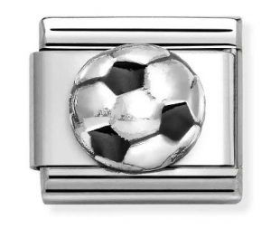 Composable Classic Link Football Black Enamel in Sterling Silver