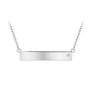 Sterling Silver CZ Bar Pendant