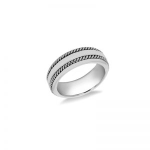 Sterling Silver Double Twist Design Men's Ring