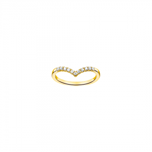 Thomas Sabo Ring V-shape with white stones gold
