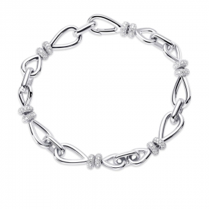 Gisser Silver And Cubic Zirconia Link Bracelet