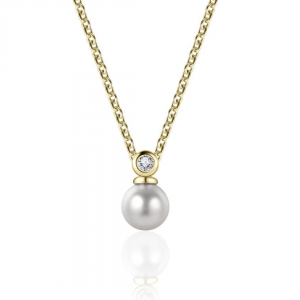 Gisser Gold Plated Pearl And Cubic Zirconia PEndant