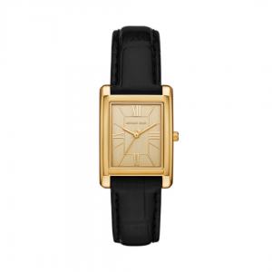 Michael Kors Essex Gold Plated Case Leather Strap Watch