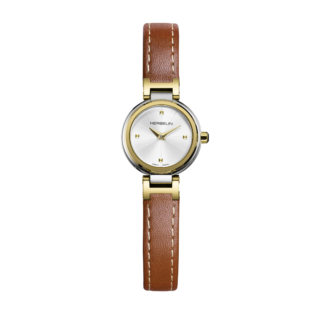 Herbelin Lady H Bi Colour Brown Strap Ladies Watch