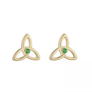 9K Gold Green CZ Trinity Knot Earrings