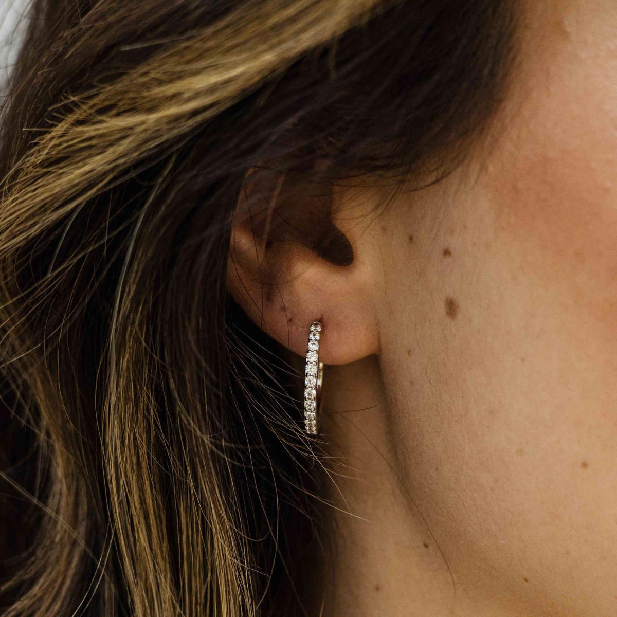 Gisser Rhodium Plated Silver Cubic Zirconia Hoops - Image 6