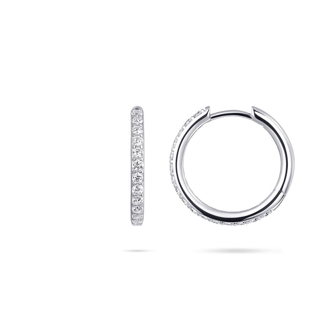 Gisser Rhodium Plated Silver Cubic Zirconia Hoops - Image 4