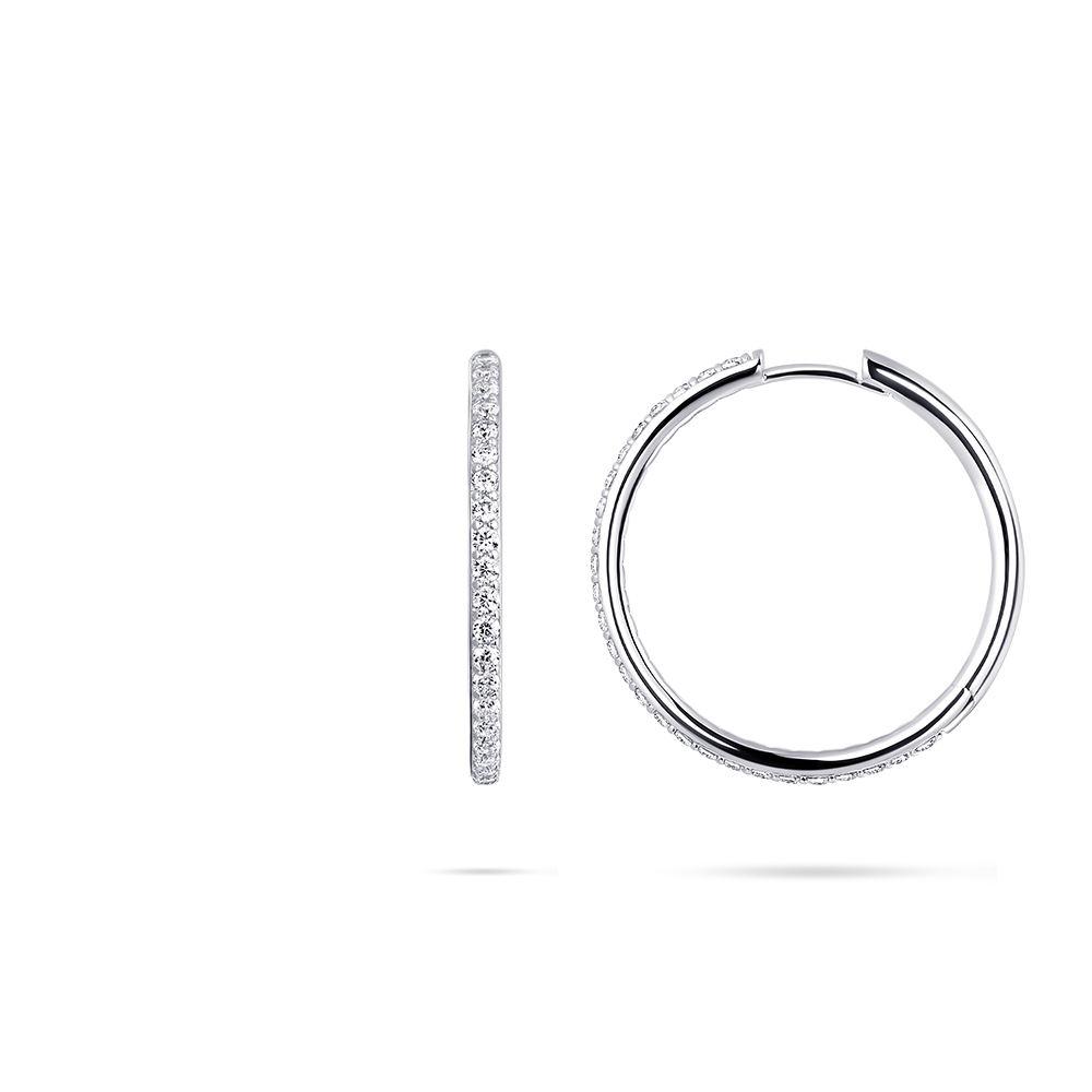 Gisser Rhodium Plated Silver Cubic Zirconia Hoops - Image 3