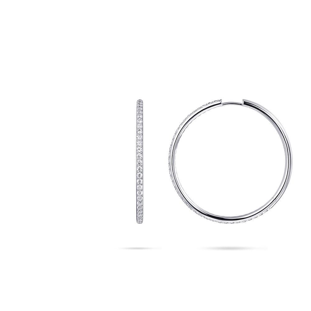 Gisser Rhodium Plated Silver Cubic Zirconia Hoops - Image 2