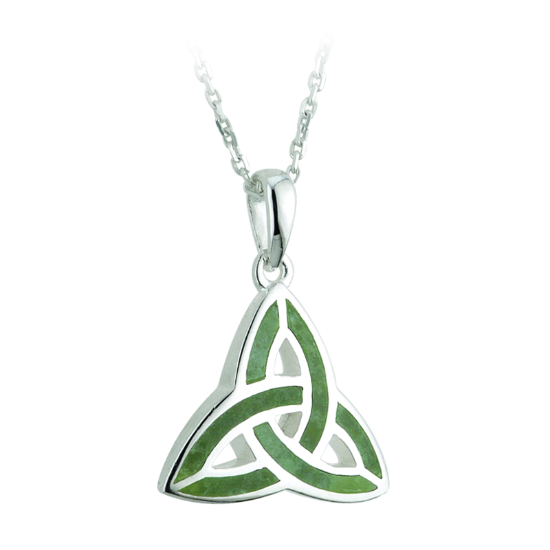 Sterling Silver Trinity Knot Connemara Marble Pendant