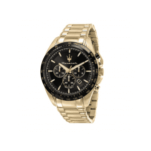 Maserati Traguardo 45mm Chronograph Black Dial Gold Watch