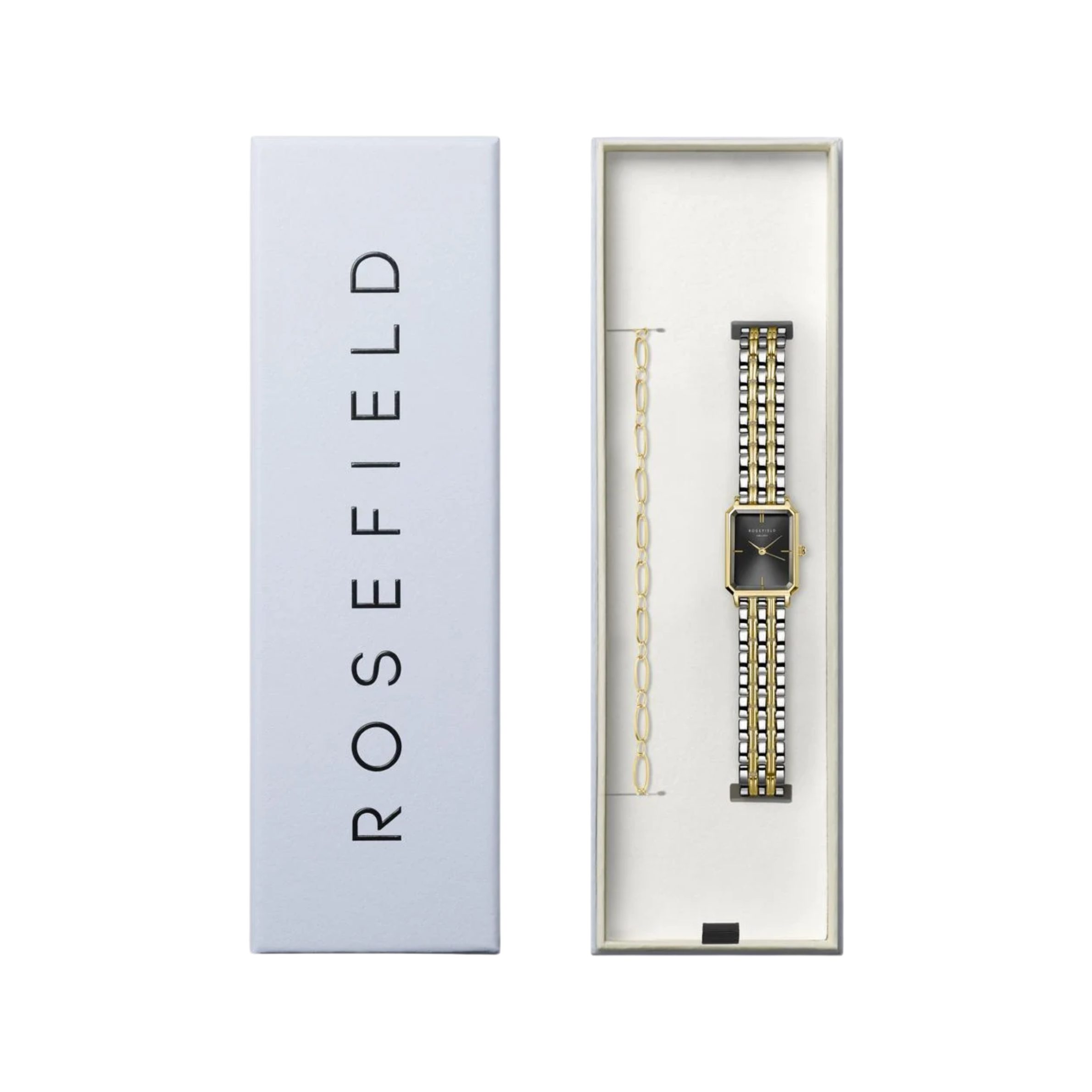 Rosefield Two-Tone Octagon Watch & Paperlink Bracelet Set