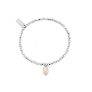 ChloBo Silver Cute Charm Pearl Drop Bracelet
