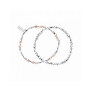 ChloBo Silver Pink Pearl Set Of 2