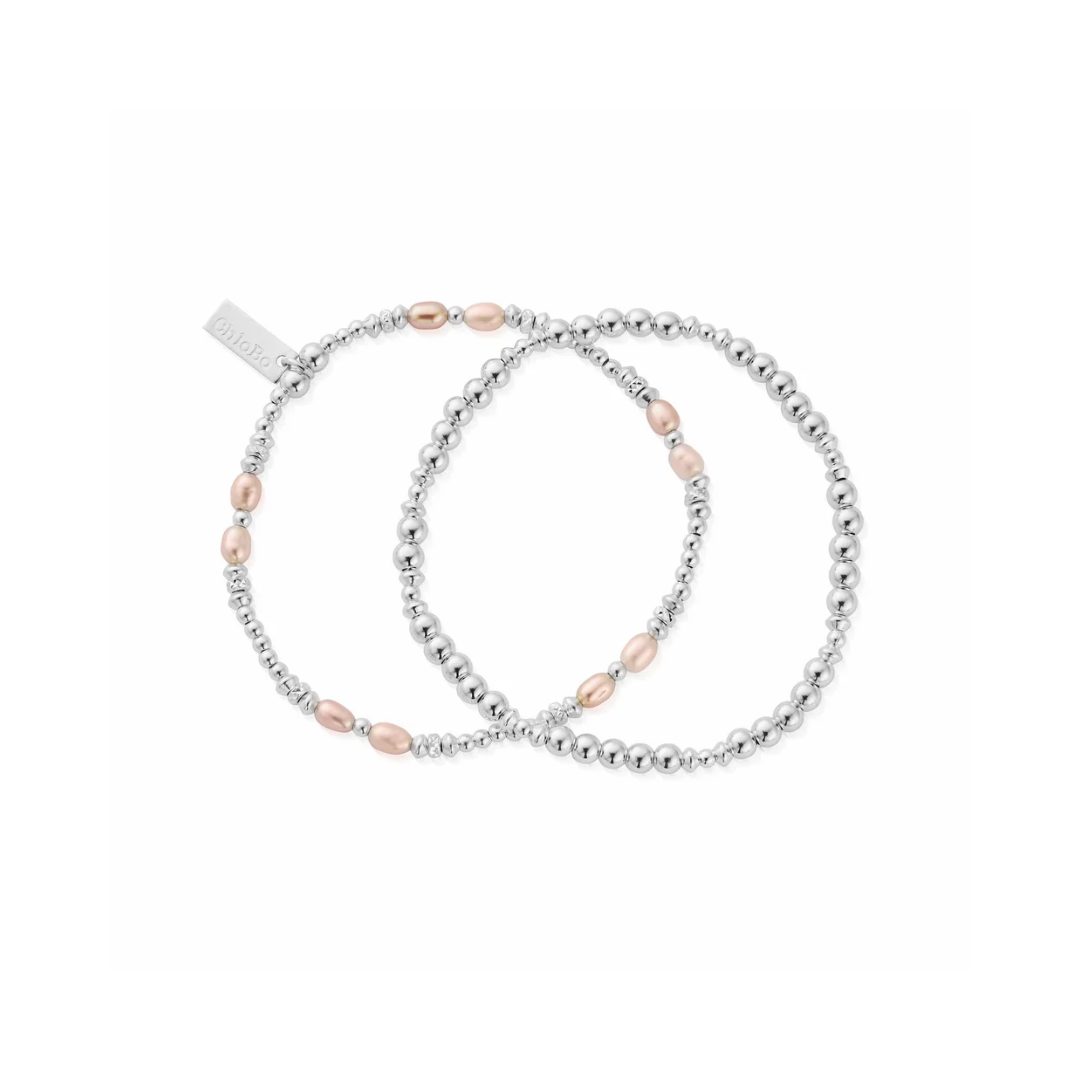 ChloBo Silver Pink Pearl Set Of 2