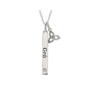 Sterling Silver Grá Lab Sapphire Trinity Pendant