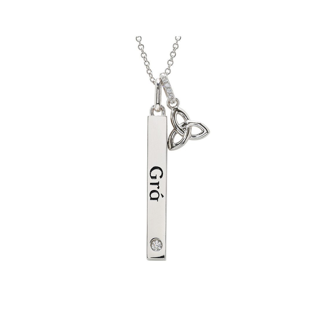 Sterling Silver Grá Lab Sapphire Trinity Pendant