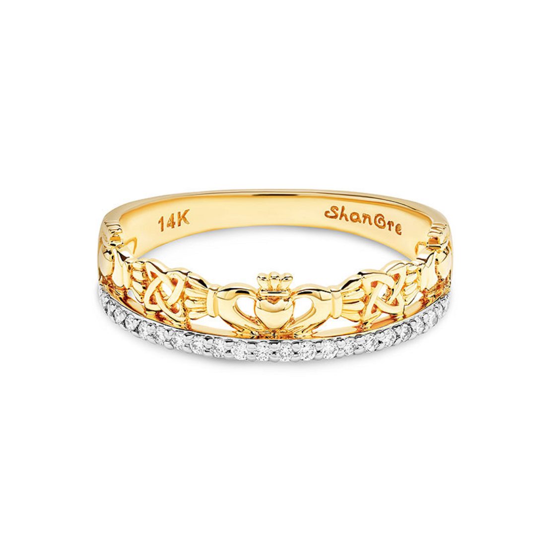 14k Gold Lab Diamond Claddagh Ring