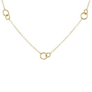 9ct Yellow Gold Double Ring Station Necklace