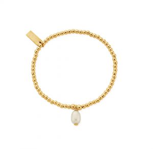 ChloBo Gold Cute Charm Pearl Drop Bracelet