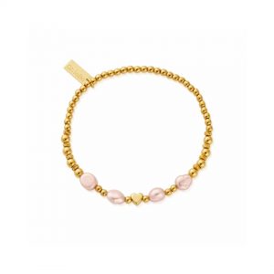 ChloBo Gold With Love Pink Pearl Bracelet