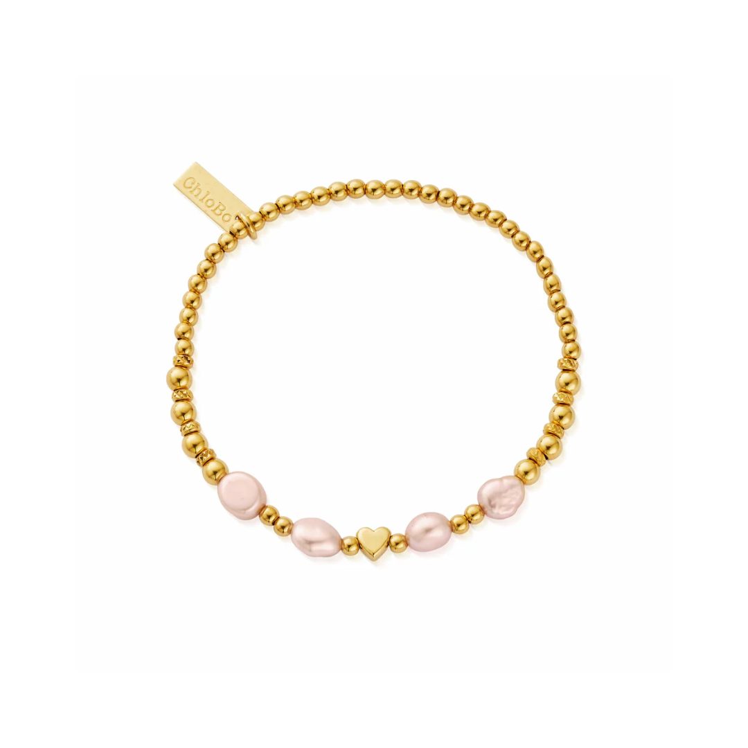 ChloBo Gold With Love Pink Pearl Bracelet