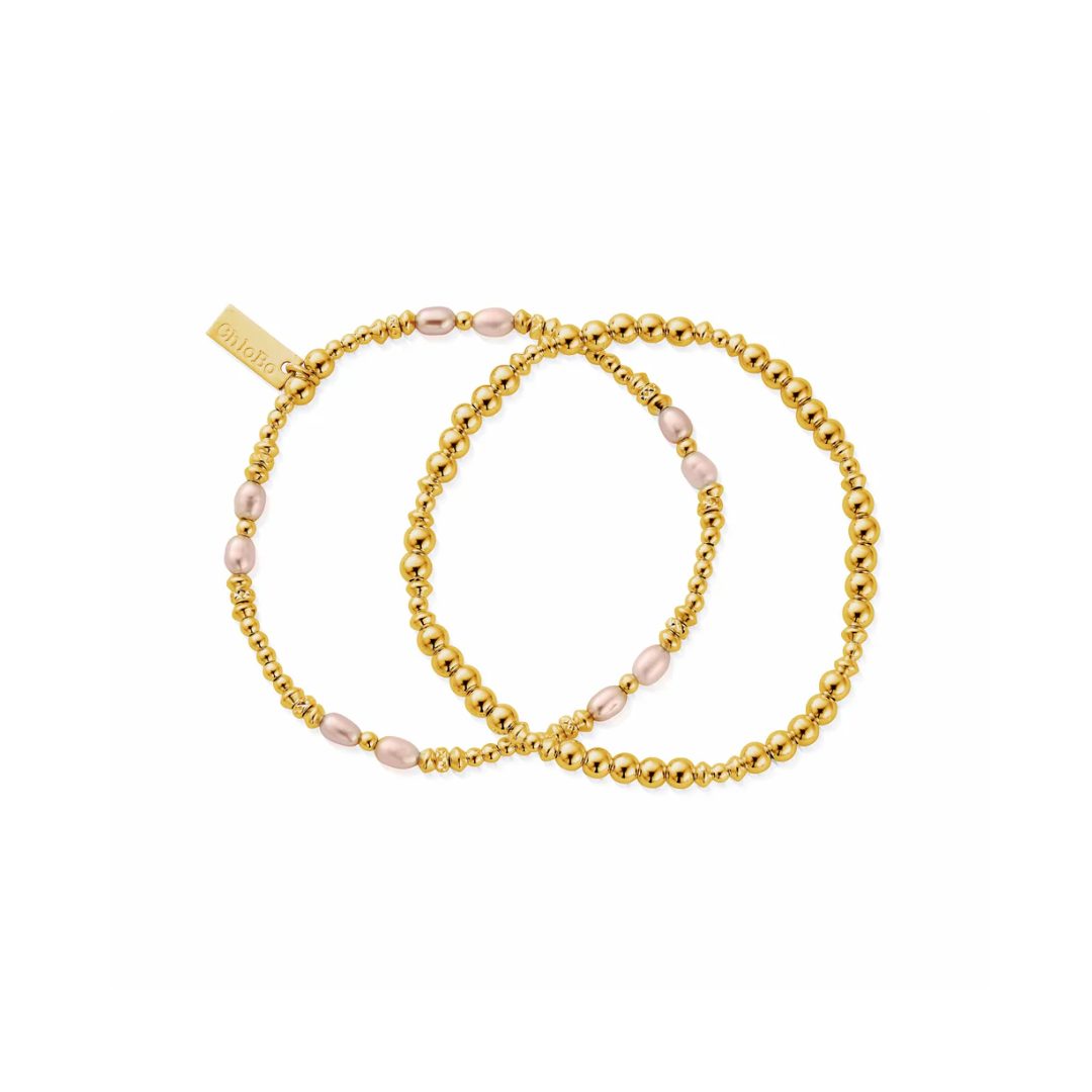 ChloBo Gold Pink Pearl Set Of 2