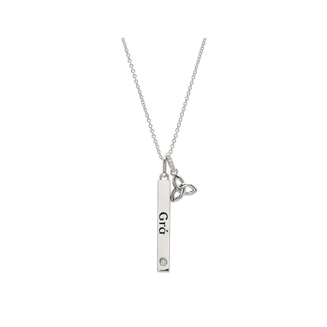 Sterling Silver Grá Lab Sapphire Trinity Pendant - Image 2
