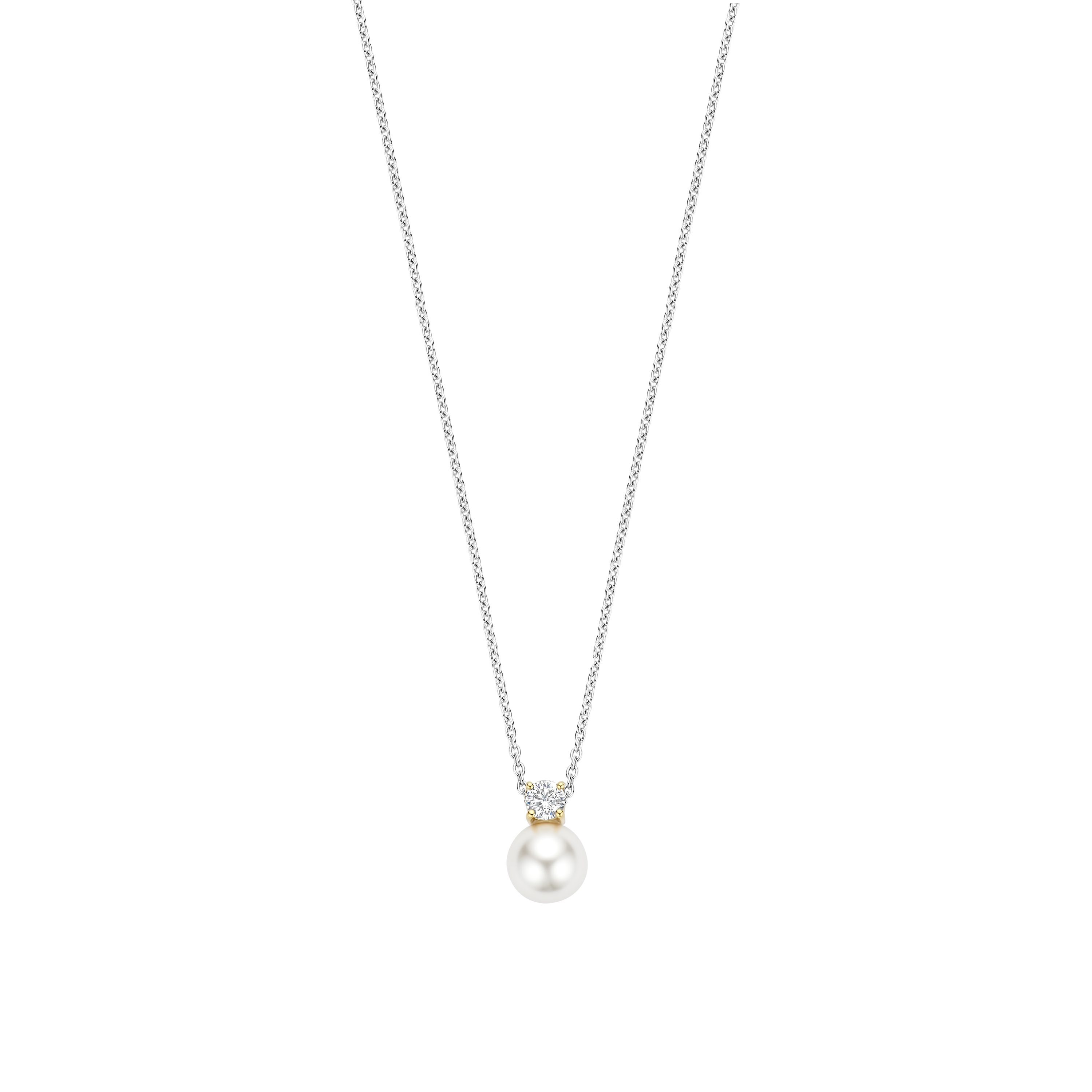 Ti Sento Silver Cubic Zirconia And Pearl Pendant