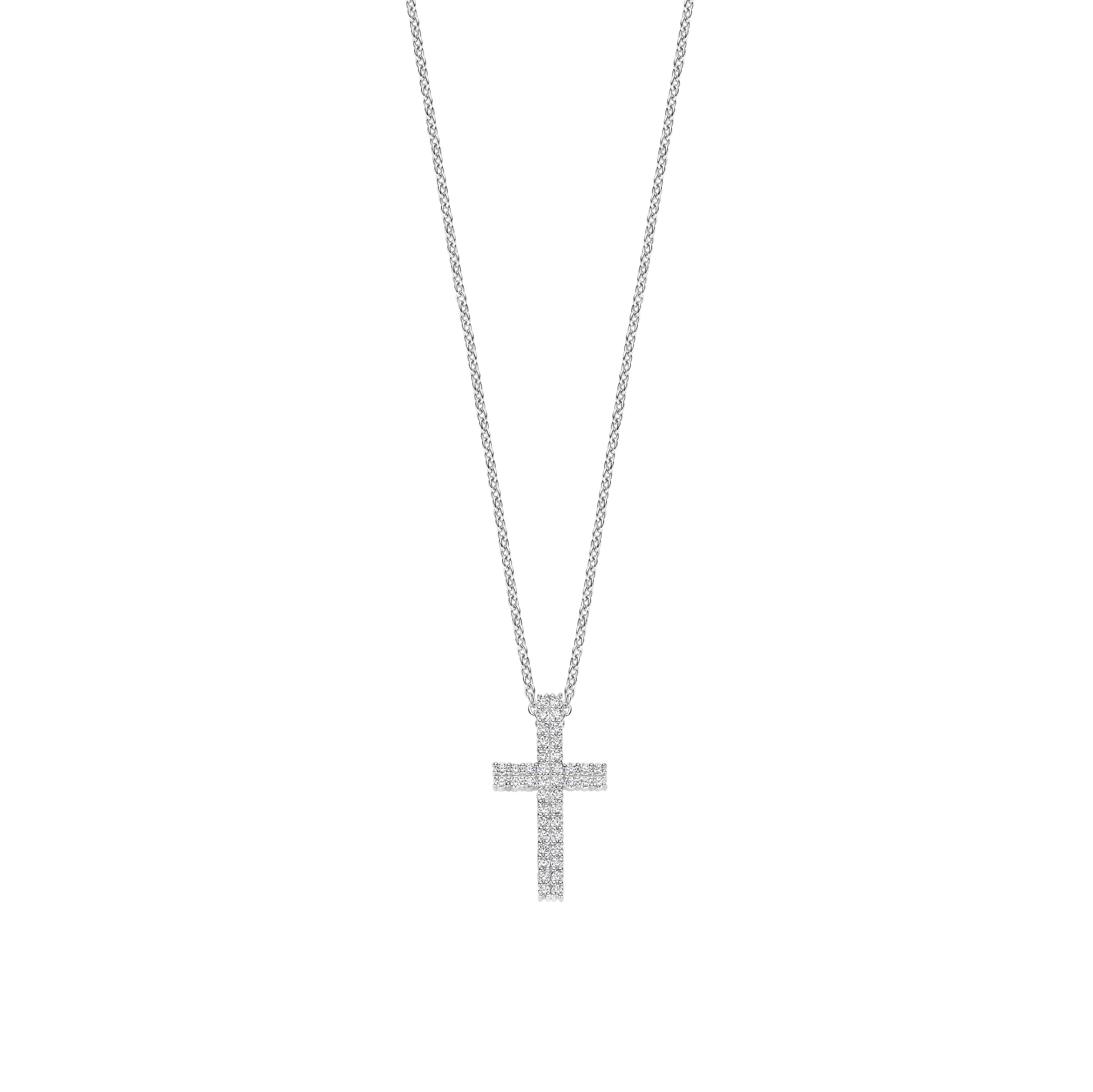 Ti Sento Silver Cubic Zirconia Cross Pendant