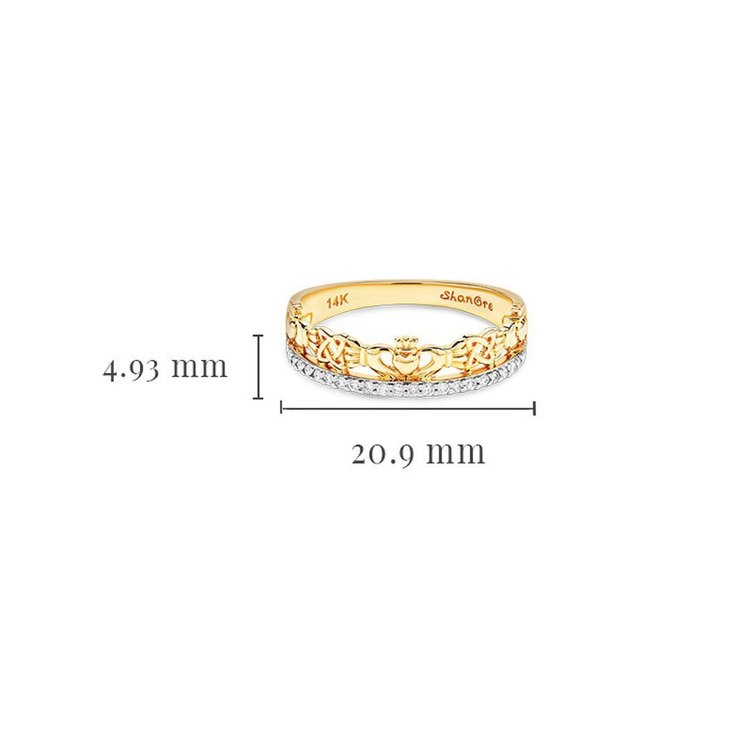 14k Gold Lab Diamond Claddagh Ring - Image 4