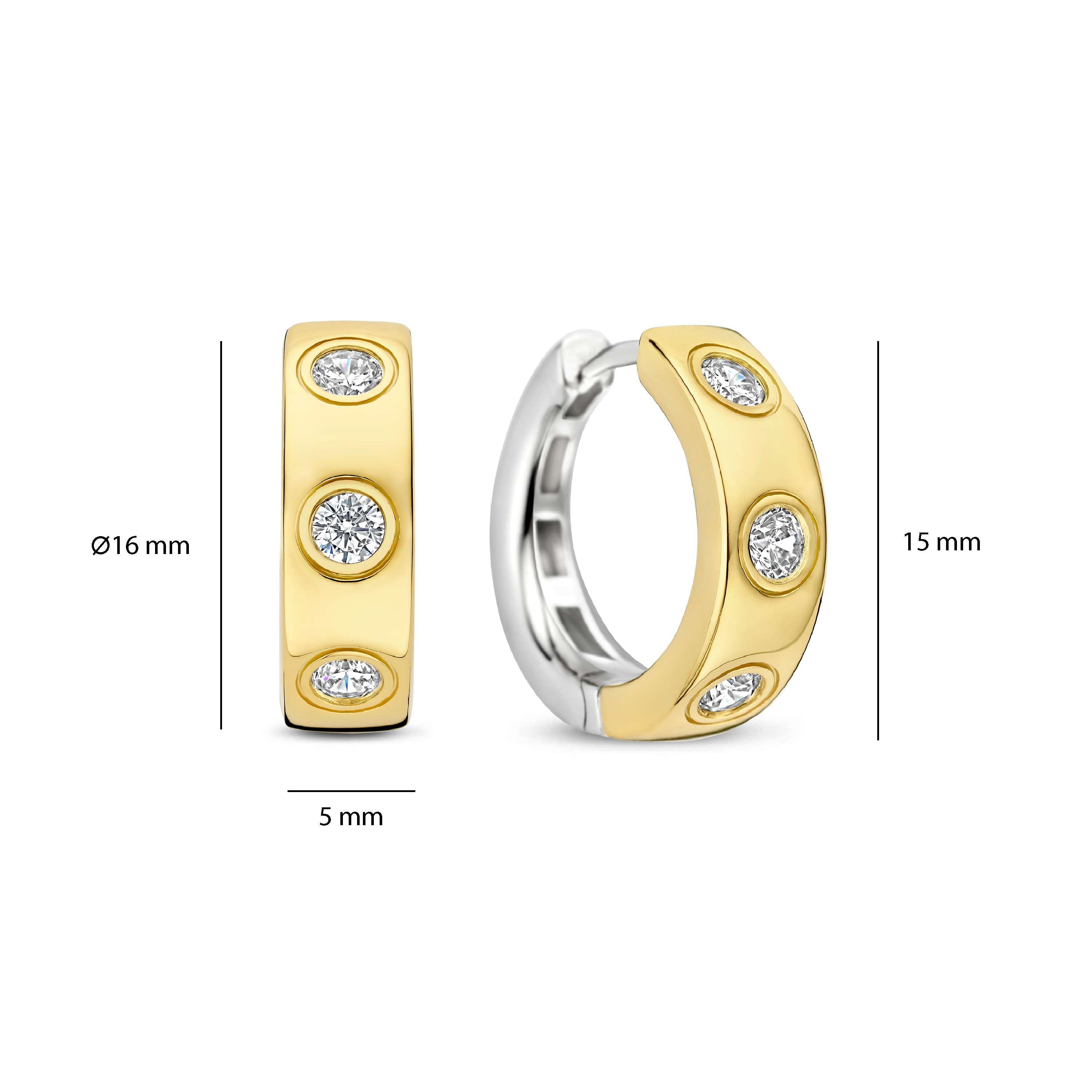 Ti Sento Gilded Silver Classic Zirconia Hoops - Image 4