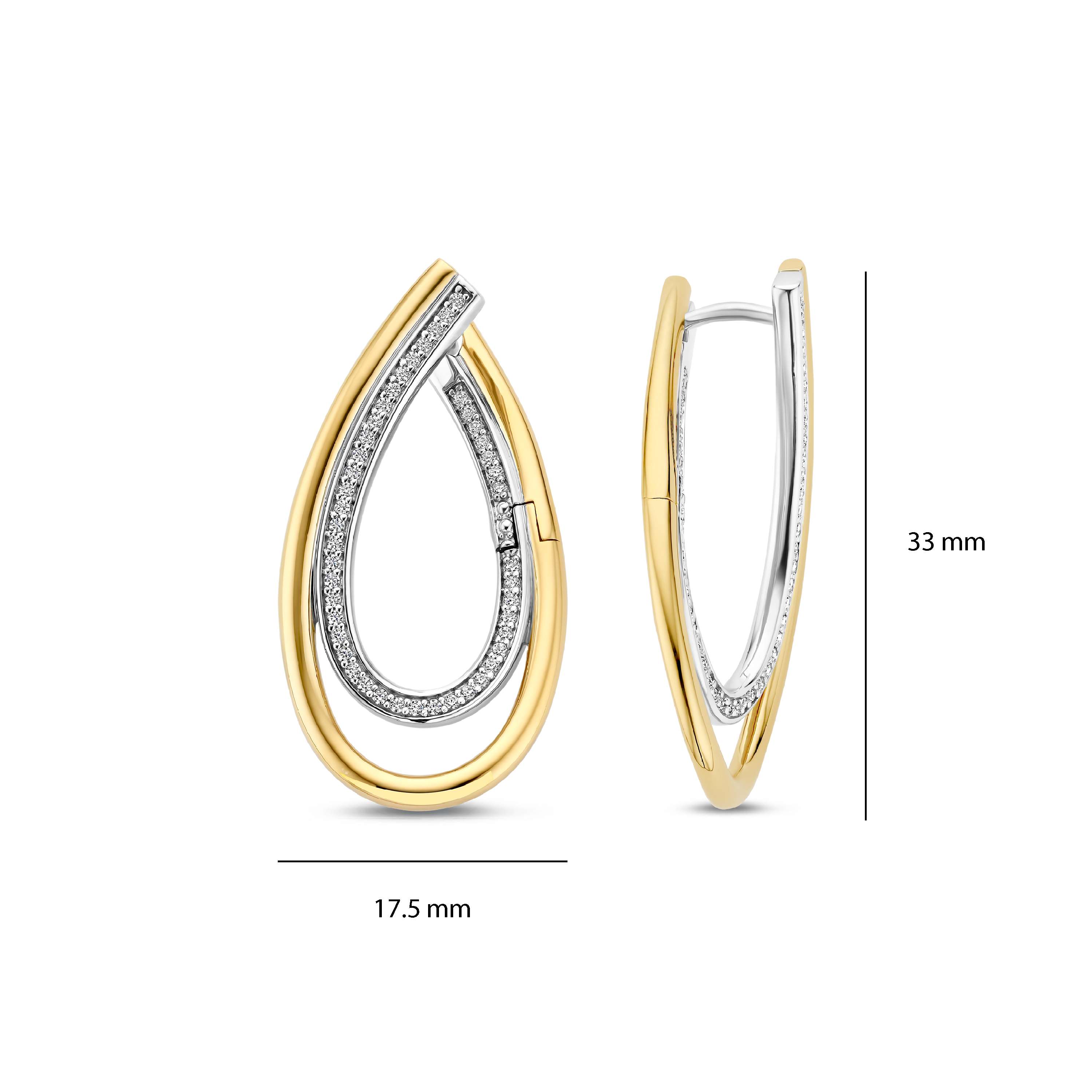 Ti Sento Gilded Cubic Zirconia Open Long Curved Hoop Earrings - Image 3