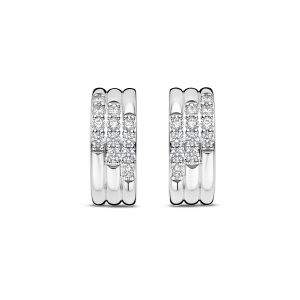 Ti Sento Silver Cubic Zirconia 3 Row Stud Earrings